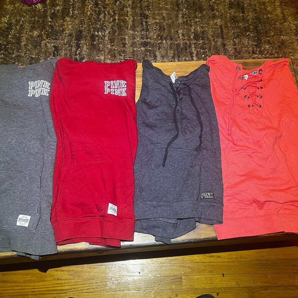 Victoria Secret PINK! Hoodie/Sweatshirt 4 Pack combo (LARGE)